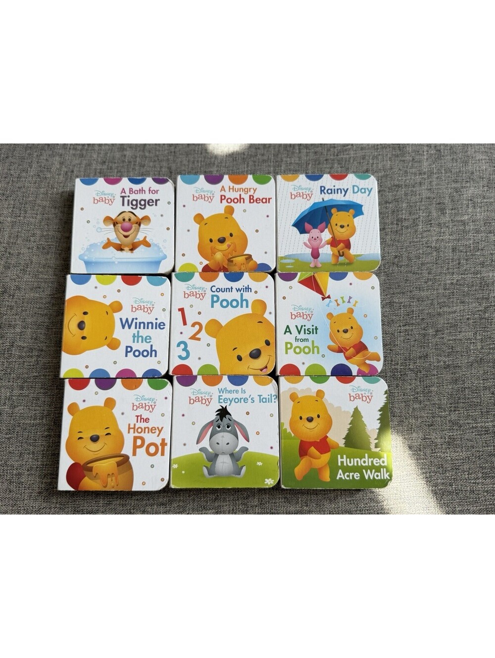 Disney Baby Winnie the Pooh Mini Board Book Lot of 9 Toddler Books Learning